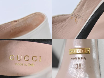 Authentic Gucci Interlocking G Faux Pearl Pumps Heels 38 Leather Ivory Women's