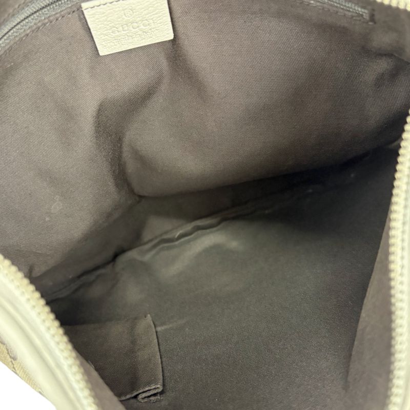 Gucci Shoulder Bag GG Canvas Sherry Line Ribbon Brown White Leather Crossbody