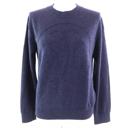 Hermes 24AW 2604d1 100% Cashmere H Lift Long Sleeve Knitted Sweater In Navy 40