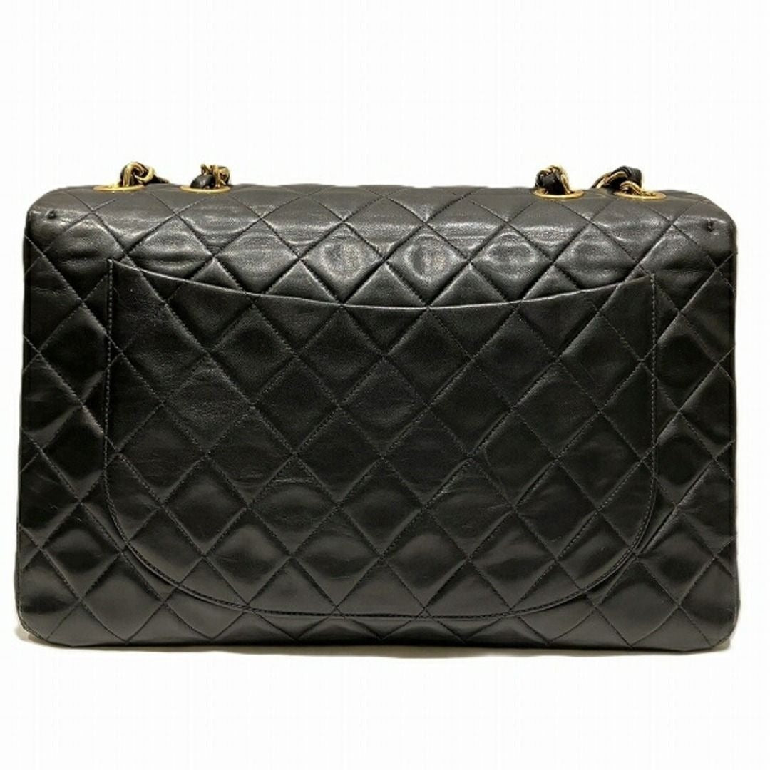 CHANEL Jumbo Maxi XL 24K Gold Flap Bag Lambskin Chain Shoulder Black