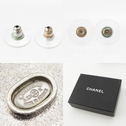 Chanel A23K Rhinestone Coco Mark Star Earrings Accessories GP Silver Black