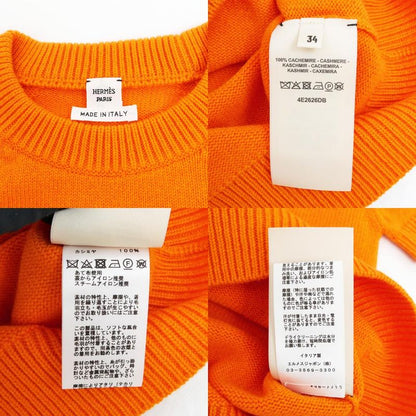 Hermes Short Sleeve Cashmere Knit Chaine D'ancre Ice Orange 34 Size