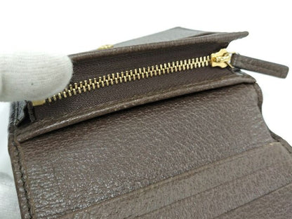 Gucci Bifold Wallet Compact Wallet Ophidia Leather PVC Brown 493075