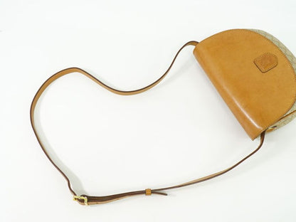 Authentic Celine Macadam Shoulder Bag Pochette PVC Leather Beige Brown Macadam