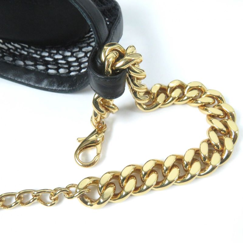 Bottega Veneta Chain Trim Mesh Pumps Black Gold Hardware 37 With