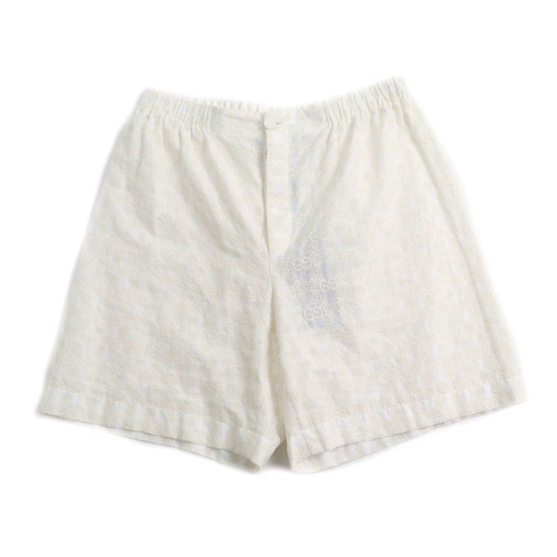 Gucci 619507 100% Cotton GG Pattern Lace Shorts Bottoms Ivory 42 Made In Italy