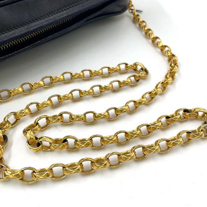 Chanel Coco Mark Serial No 2 Leather Black And White Chain Shoulder Bag Gold