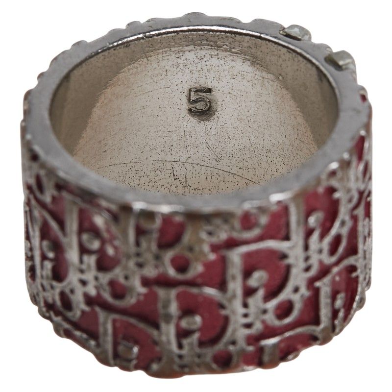 Dior Trotter Ring Ring #5 Silver Red Metal Women's Dior
