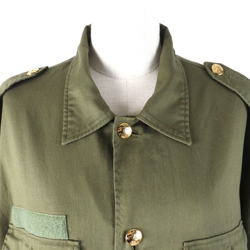 Celine 2c580106k 100% Cotton Triomphe Button Military Shirt Short Sleeve Shirt
