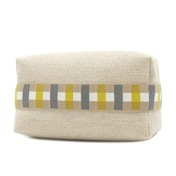 Hermes Pouch Brid a Black Au Carré PM Wool Sègre Silver Hardware Handbag Vanity