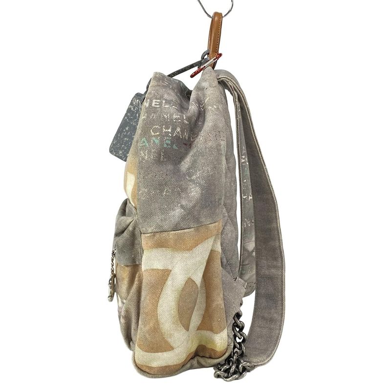 Chanel Backpack Sac Graffiti Canvas Backpack A92352 Grey X Beige X Multi