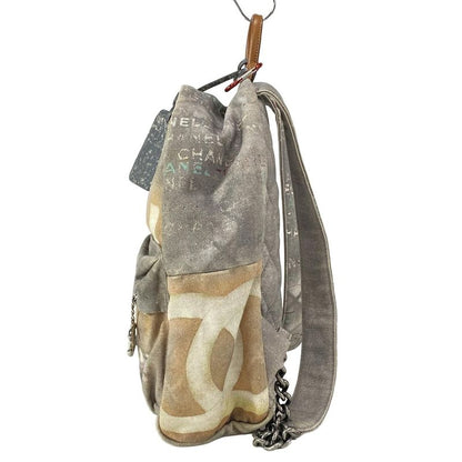 Chanel Backpack Sac Graffiti Canvas Backpack A92352 Grey X Beige X Multi
