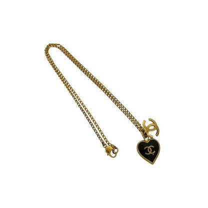 Chanel Coco Mark Heart Motif GP Chain Necklace Pendant Gold 02P