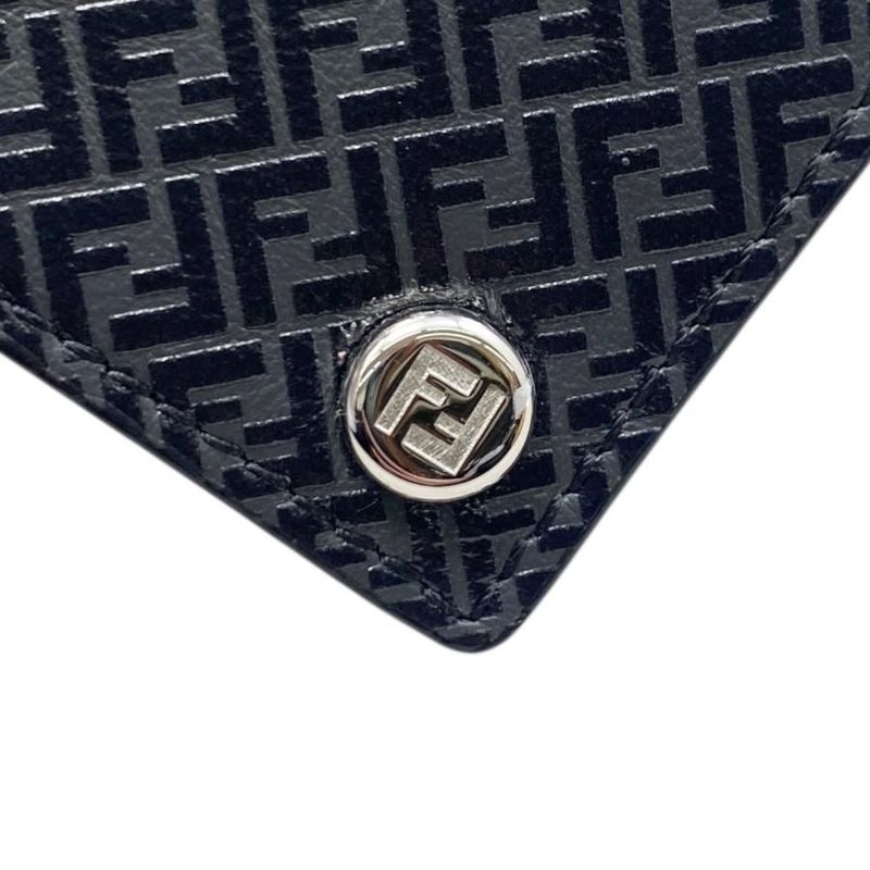 Fendi Card Case Flip Case 7m0312 Aglp F0l6b Ff Logo Asphalt Black Gray Silver