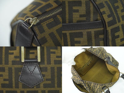 Authentic Fendi Zucca Mini Boston Bag Handbag Canvas Brown 8bl105 Zucca Bag