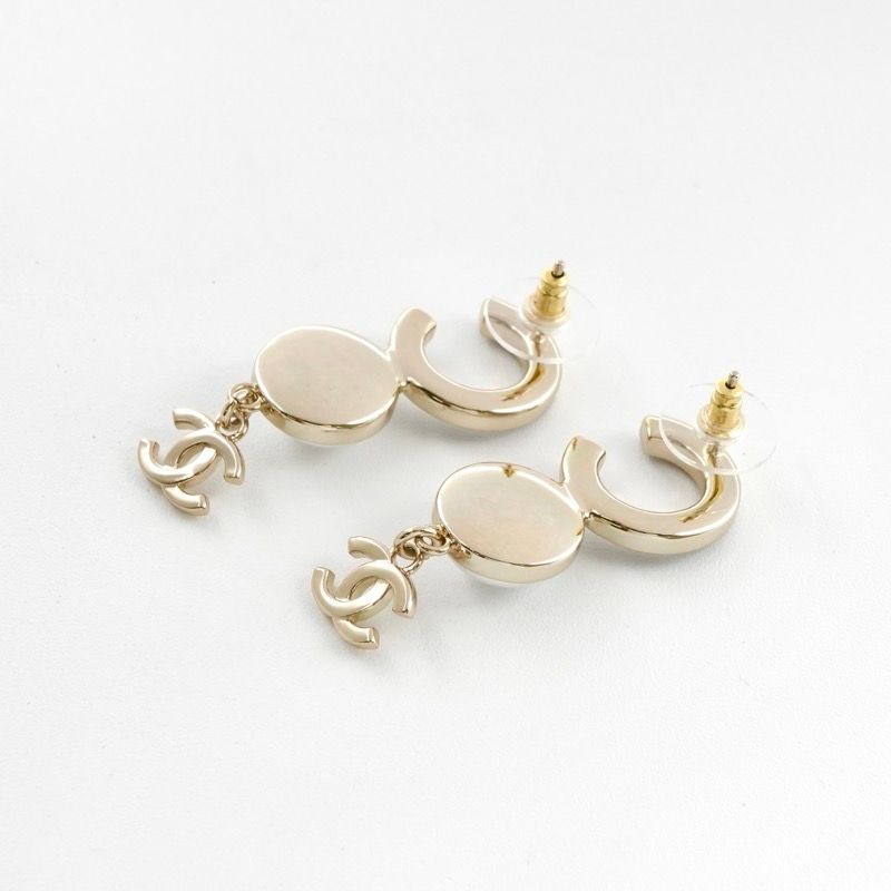 Chanel Earrings Earring Gold Black Coco Mark Logo Pearl