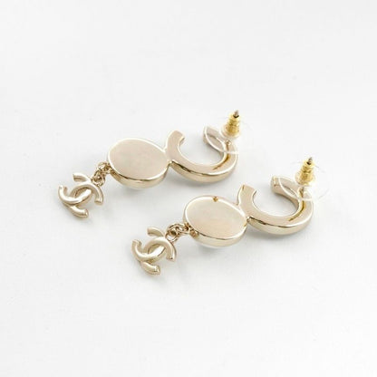 Chanel Earrings Earring Gold Black Coco Mark Logo Pearl