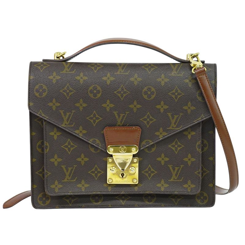 Authentic Louis Vuitton LV Monogram 2WAY Shoulder Bag Handbag Brown M51185