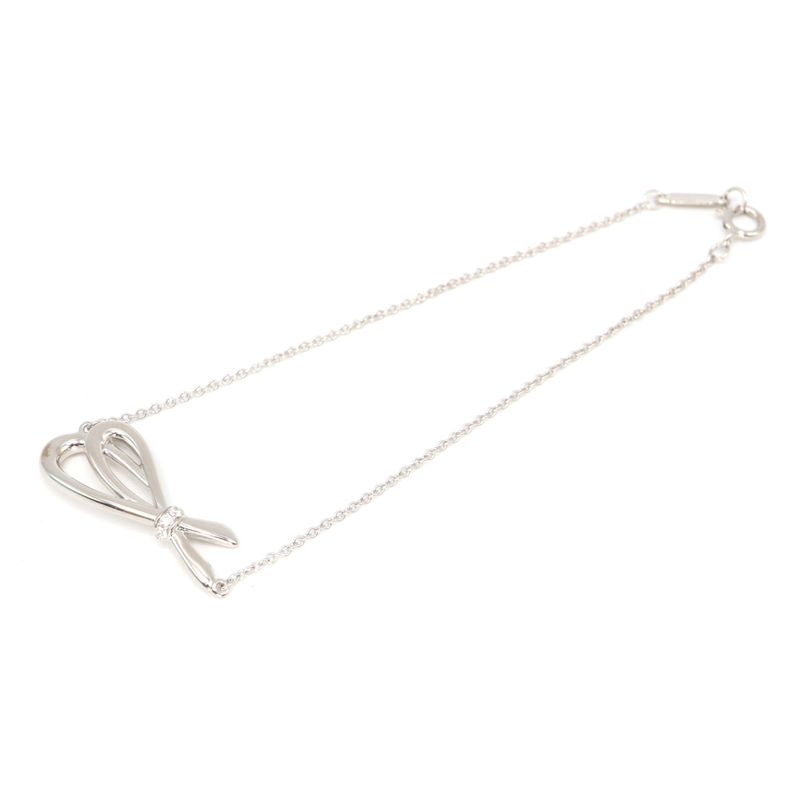 Polished Tiffany & Co Tiffany & Co Bow Bracelet White 750 Total Length: Approx