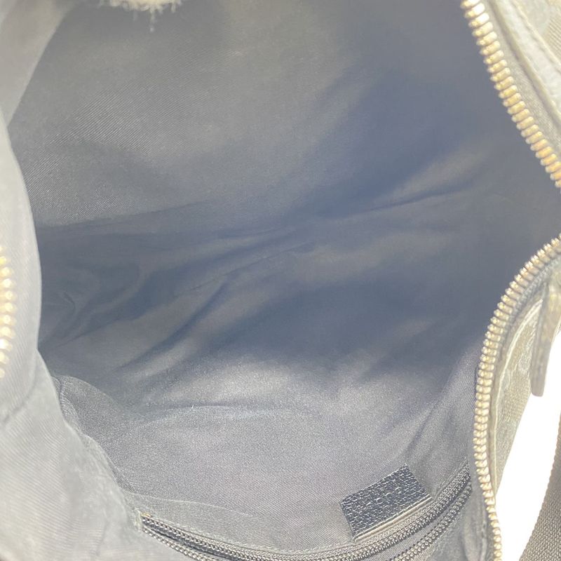 Gucci 131211 Shoulder Bag Crossbody Messenger GG Canvas Leather Black Ladies