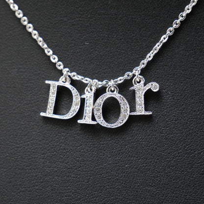 DIOR Necklace Crystal Rhinestone Logo Silver 20250901 Ra5899