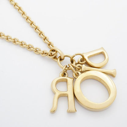 Christian Dior Necklace Dior Logo GP Plated Rhinestone Gold Ladies