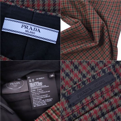 Prada Trousers Long Pants Slacks Staggered Plaid Wool Mo