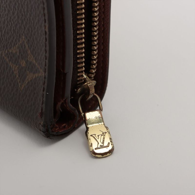 Louis Vuitton Monogram Compact Zip Fold Wallet M61667 Brown Made In France