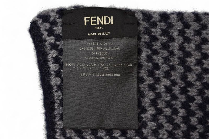 Fendi Scarf Fendi Winter Scarf 100% Wool FF Logo Navy Gray