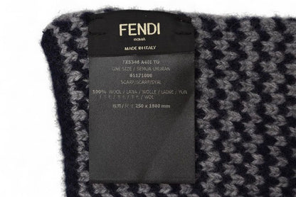 Fendi Scarf Fendi Winter Scarf 100% Wool FF Logo Navy Gray