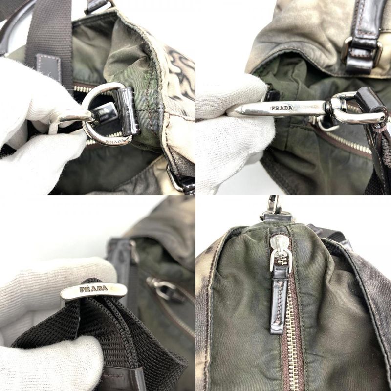 Prada Shoulder Bag Handbag Triangle Nylon Brown Women