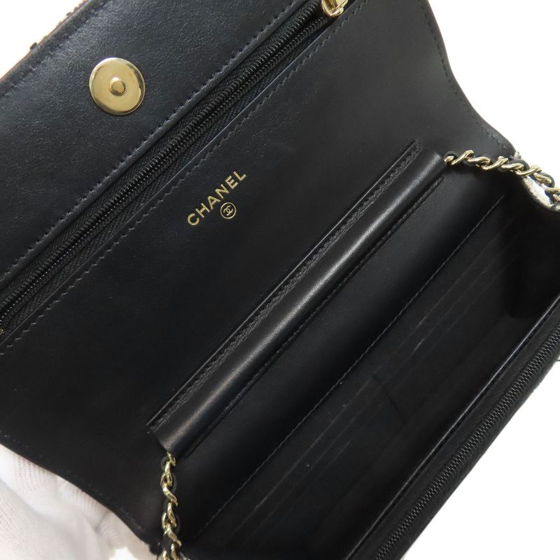 Chanel Chain Wallet Coco Mark Gold Hardware Long Wallet With Coin Purse Tweed