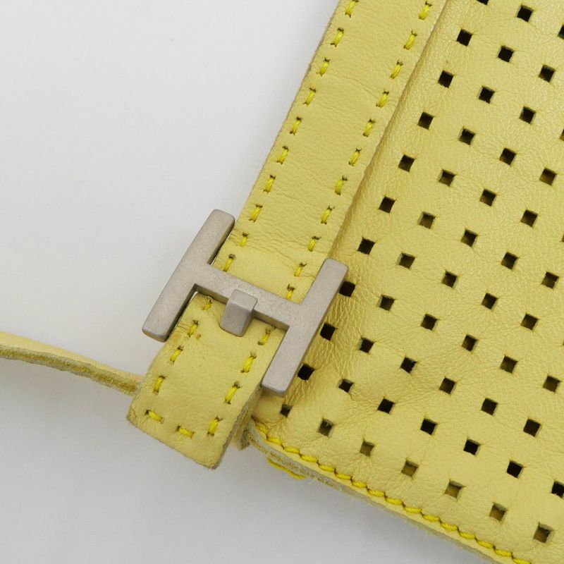 Hermes Tudu Punching Pochette Yellow Silver Hardware Shoulder Bag