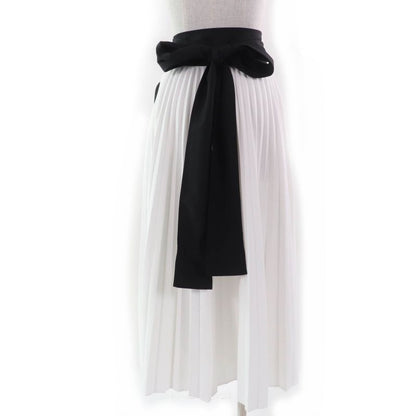 Louis Vuitton 2024 Silk Blend Ribbon Belt Design Pleated Wrap Long Skirt White