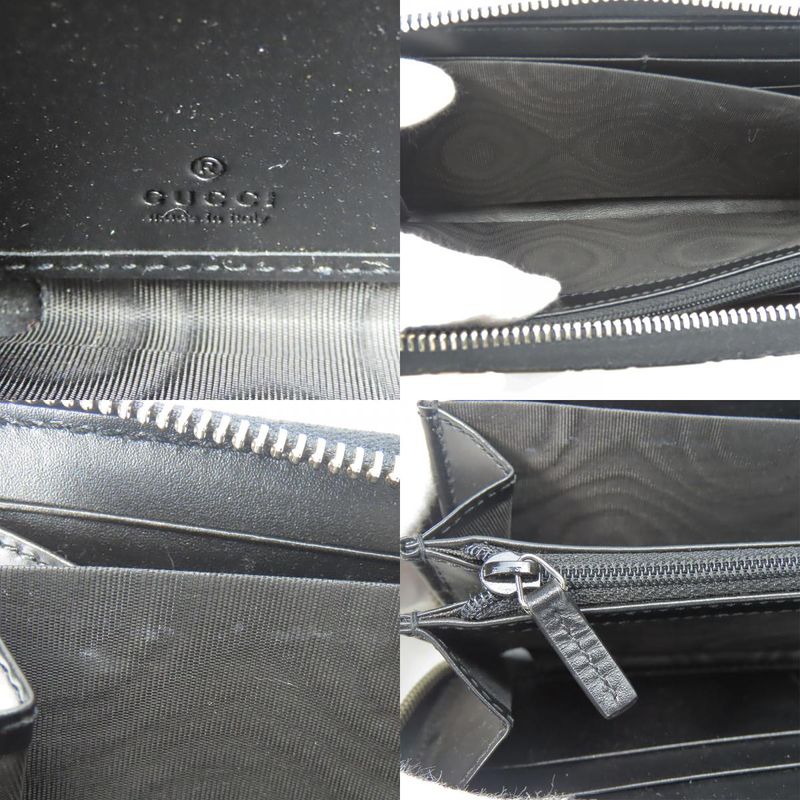 Gucci Long Wallet 473928 Guccissima Black Silver Hardware Round Zipper Shape