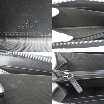 Gucci Long Wallet 473928 Guccissima Black Silver Hardware Round Zipper Shape