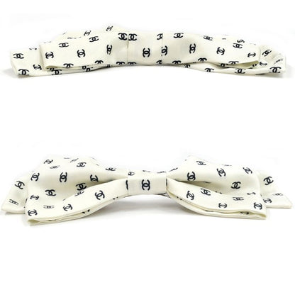 Chanel Valletta Aaa821 Ribbon White Logo COCO Silver-hardware Hair