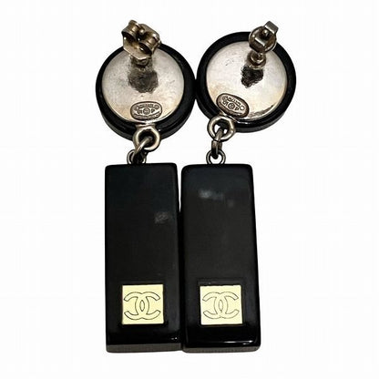Chanel Earrings Coco Mark Mirror Black Gold Silver 01P Brand Accessories
