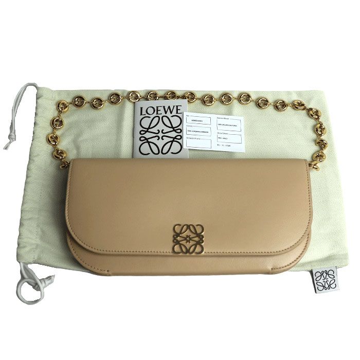 Loewe Goya Long Chain Clutch Bag Beige A896o45x01 Ladies Preowned