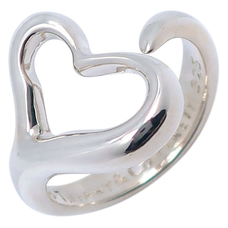 Tiffany & Co Open Heart Elsa Peretti Silver 925 9.5 Ladies 4.3g Ring