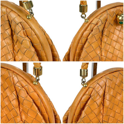 Bottega Veneta Mini Handbag Orange Accessory Pouch Intrecciato Leather Top