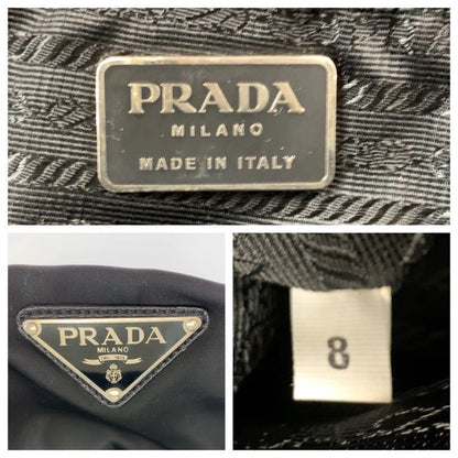 Prada Tessuto Triangle Logo Plate Black Silver Hardware Nylon Boston Bag