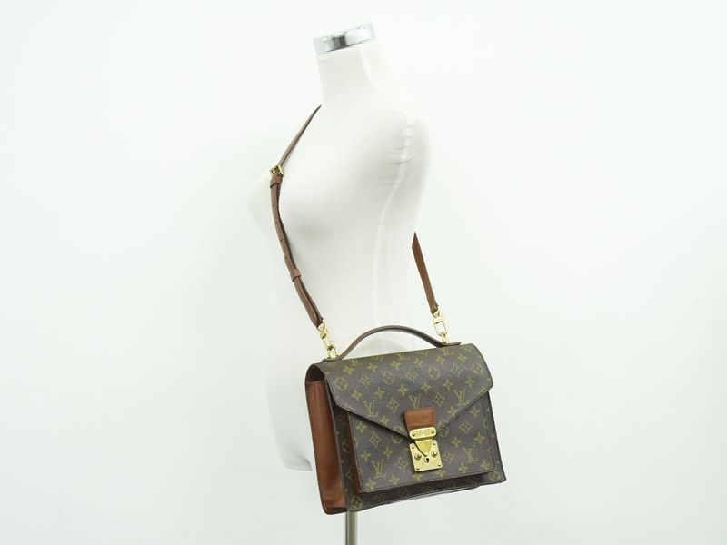 Authentic Louis Vuitton LV Monogram 2WAY Shoulder Bag Handbag Brown M51185