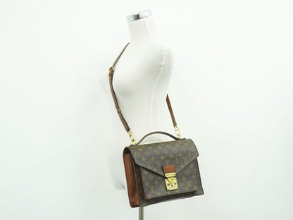 Authentic Louis Vuitton LV Monogram 2WAY Shoulder Bag Handbag Brown M51185
