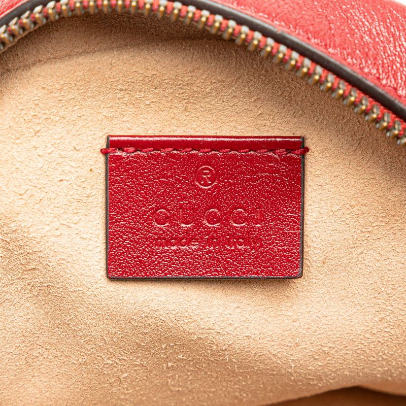 Gucci GG Marmont Heart Round Crossbody Chain Shoulder Bag 550154 Red Leather