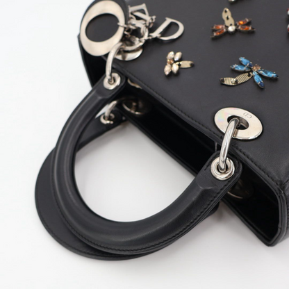 Christian DIOR Lady Dior Leather 2WAY Handbag Black