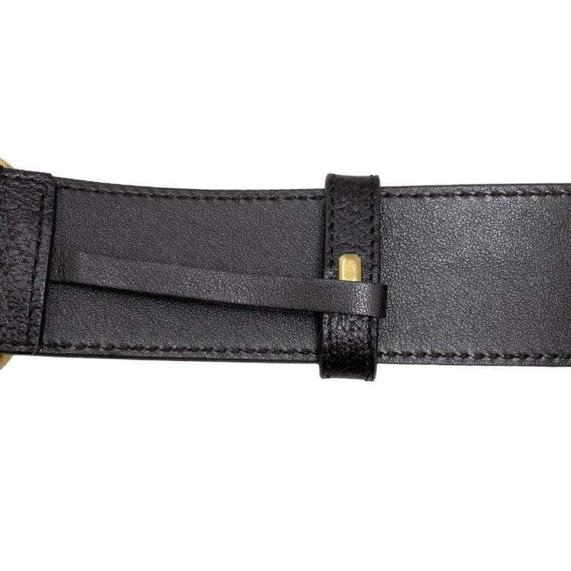Gucci Wide Belt Double G 406831 Dj20t 1000 Calfskinleather Black Goldhardware