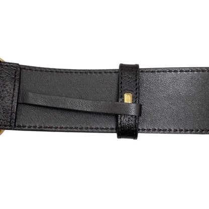 Gucci Wide Belt Double G 406831 Dj20t 1000 Calfskinleather Black Goldhardware