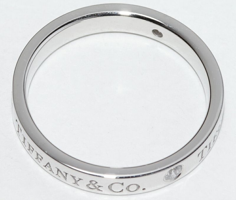 Tiffany & Co Ring Pt950 Diamond 3P (007ct) T&CO Band Ring With Flat Band Ring