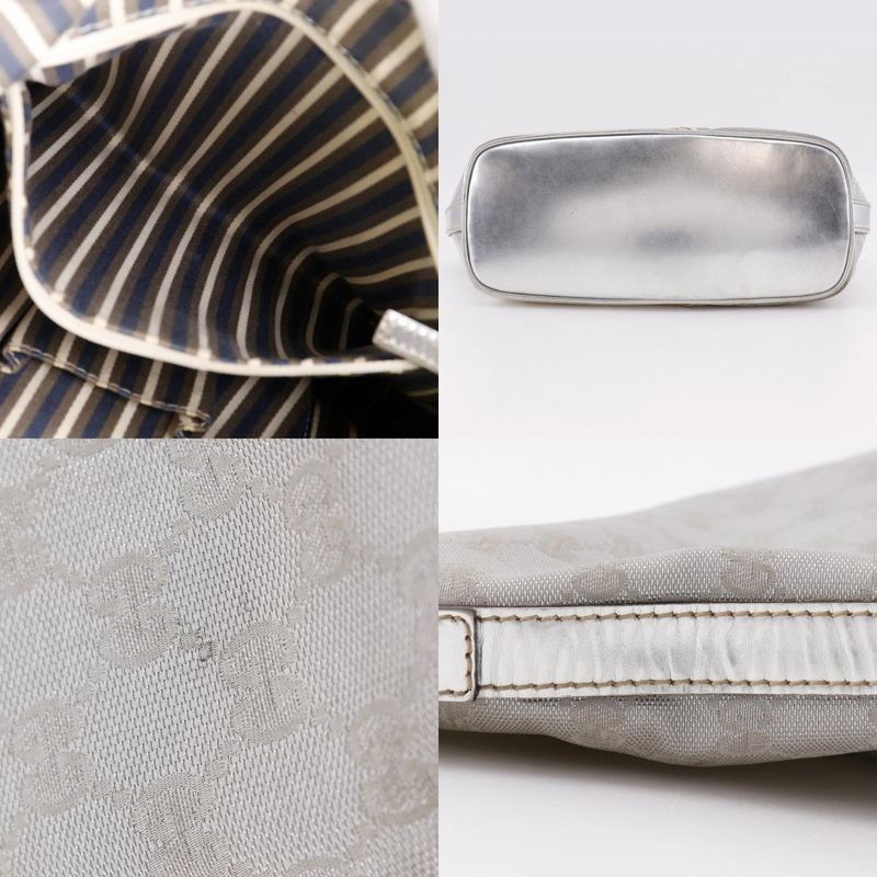 Gucci Interlocking G 182491 GG Canvas Silver Ladies Shoulder Bag